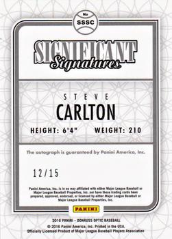 2016 Donruss Optic - Significant Signatures Blue #SSSC Steve Carlton Back