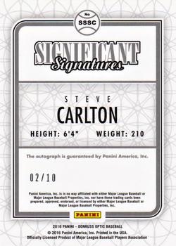 2016 Donruss Optic - Significant Signatures Red #SSSC Steve Carlton Back