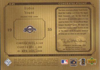 2001 Upper Deck Hall of Famers - Game-Used Bats #B-RY Robin Yount Back