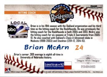 2016 Grandstand Midland RockHounds #NNO Brian McArn Back