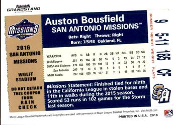2016 Grandstand San Antonio Missions #NNO Auston Bousfield Back