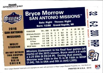 2016 Grandstand San Antonio Missions #NNO Bryce Morrow Back