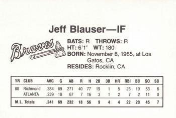 1989 Dubuque Atlanta Braves #NNO Jeff Blauser Back