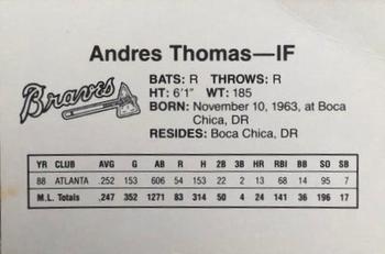 1989 Dubuque Atlanta Braves #NNO Andres Thomas Back
