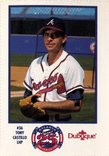1990 Dubuque Atlanta Braves 25th Anniversary Perforated #36 Tony Castillo Front