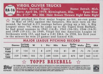 2011 Topps - Black Diamond Autographs #RA16 Virgil Trucks Back