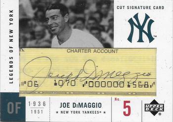 2001 Upper Deck Legends of New York - Cut Signatures #LC-JD Joe DiMaggio Front