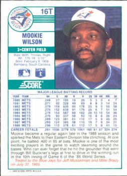 1989 Score Rookie & Traded #16T Mookie Wilson Back