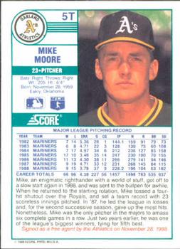 1989 Score Rookie & Traded #5T Mike Moore Back