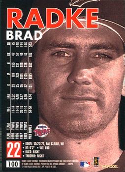 1999 SkyBox Premium #100 Brad Radke Back