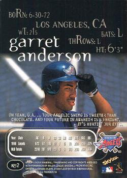 1999 SkyBox Thunder #2 Garret Anderson Back