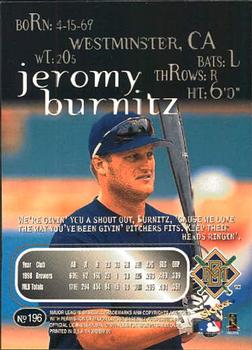 1999 SkyBox Thunder #196 Jeromy Burnitz Back