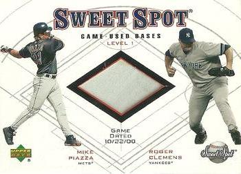 2001 Upper Deck Sweet Spot - Game Base Duos #B1-CP Roger Clemens / Mike Piazza  Front