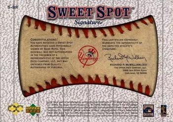 2001 Upper Deck Sweet Spot - Signatures #S-BR Babe Ruth Back