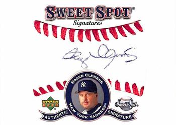2001 Upper Deck Sweet Spot - Signatures #S-RC Roger Clemens  Front