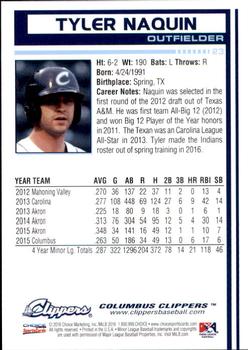 2016 Choice Columbus Clippers #23 Tyler Naquin Back