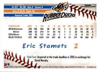 2016 Grandstand Akron RubberDucks #NNO Eric Stamets Back