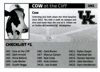 2016 Kentucky Wildcats #UK1 Cow at the Cliff Back