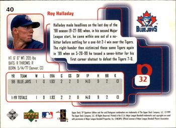 1999 SP Signature Edition #40 Roy Halladay Back
