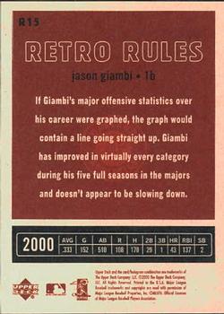 2001 Upper Deck Vintage - Retro Rules #R15 Jason Giambi  Back