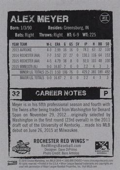 2016 Choice Rochester Red Wings #12 Alex Meyer Back