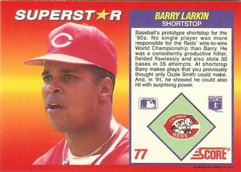 1992 Score 100 Superstars #77 Barry Larkin Back