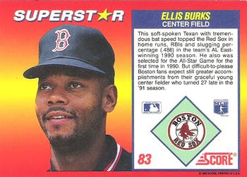 1992 Score 100 Superstars #83 Ellis Burks Back