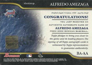 2002 Bowman - Autographs #BA-AA Alfredo Amezaga Back