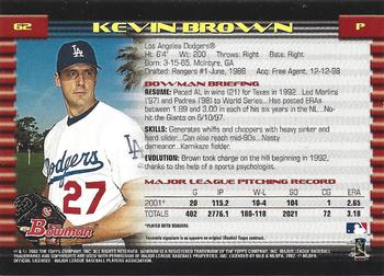 2002 Bowman - Gold #62 Kevin Brown  Back