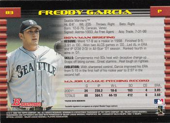 2002 Bowman - Gold #83 Freddy Garcia  Back