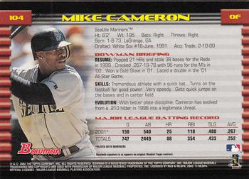 2002 Bowman - Gold #104 Mike Cameron  Back