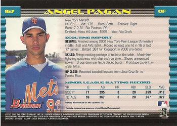2002 Bowman - Gold #167 Angel Pagan  Back