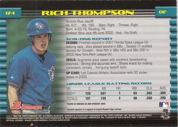 2002 Bowman - Gold #174 Rich Thompson  Back
