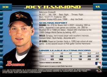 2002 Bowman - Gold #331 Joey Hammond  Back
