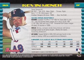 2002 Bowman - Gold #369 Kevin Mench  Back