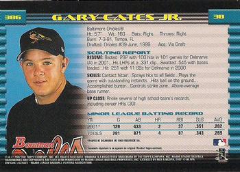 2002 Bowman - Gold #386 Gary Cates Jr.  Back