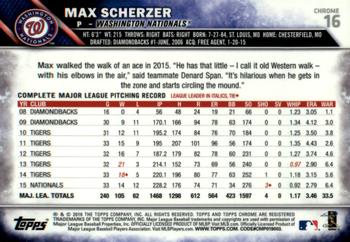 2016 Topps Chrome - Pink Refractor #16 Max Scherzer Back
