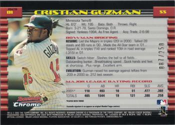 2002 Bowman Chrome - X-Fractors #81 Cristian Guzman  Back