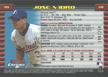 2002 Bowman Chrome - X-Fractors #99 Jose Vidro  Back
