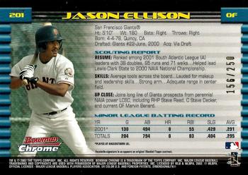2002 Bowman Chrome - X-Fractors #201 Jason Ellison  Back