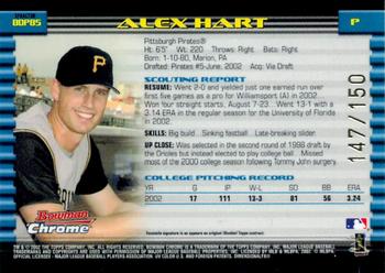 2002 Bowman Draft Picks & Prospects - Chrome X-Fractors #BDP85 Alex Hart  Back