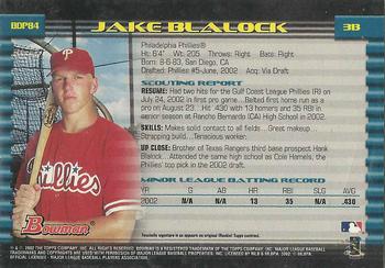 2002 Bowman Draft Picks & Prospects - Gold #BDP84 Jake Blalock  Back