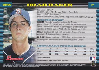 2002 Bowman Draft Picks & Prospects - Gold #BDP126 Brad Baker  Back