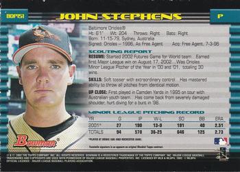 2002 Bowman Draft Picks & Prospects - Gold #BDP151 John Stephens  Back