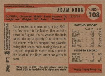 2002 Bowman Heritage - Black Box #108 Adam Dunn  Back