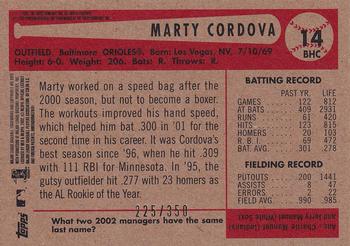 2002 Bowman Heritage - Chrome Refractors #14BHC Marty Cordova  Back