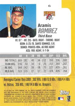 2002 Bowman's Best - Blue #6 Aramis Ramirez  Back