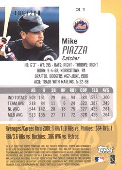 2002 Bowman's Best - Blue #31 Mike Piazza  Back