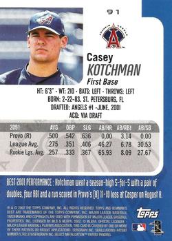 2002 Bowman's Best - Blue #91 Casey Kotchman Back