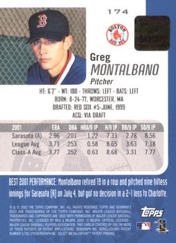 2002 Bowman's Best - Blue #174 Greg Montalbano Back